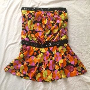 NWT Y2k Single strapless vivid multicolored short silk sequins/beaded dress.